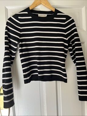 Happily Grey Black & White Striped Long-Sleeve Top